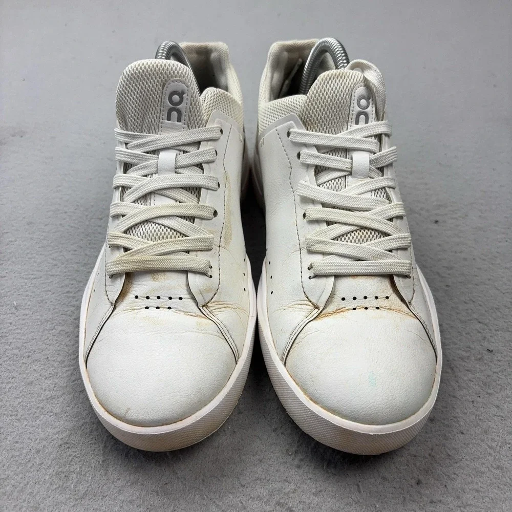 On The Roger Shoes Mens Size 7 White Leather Cushioned CloudTec Sneakers